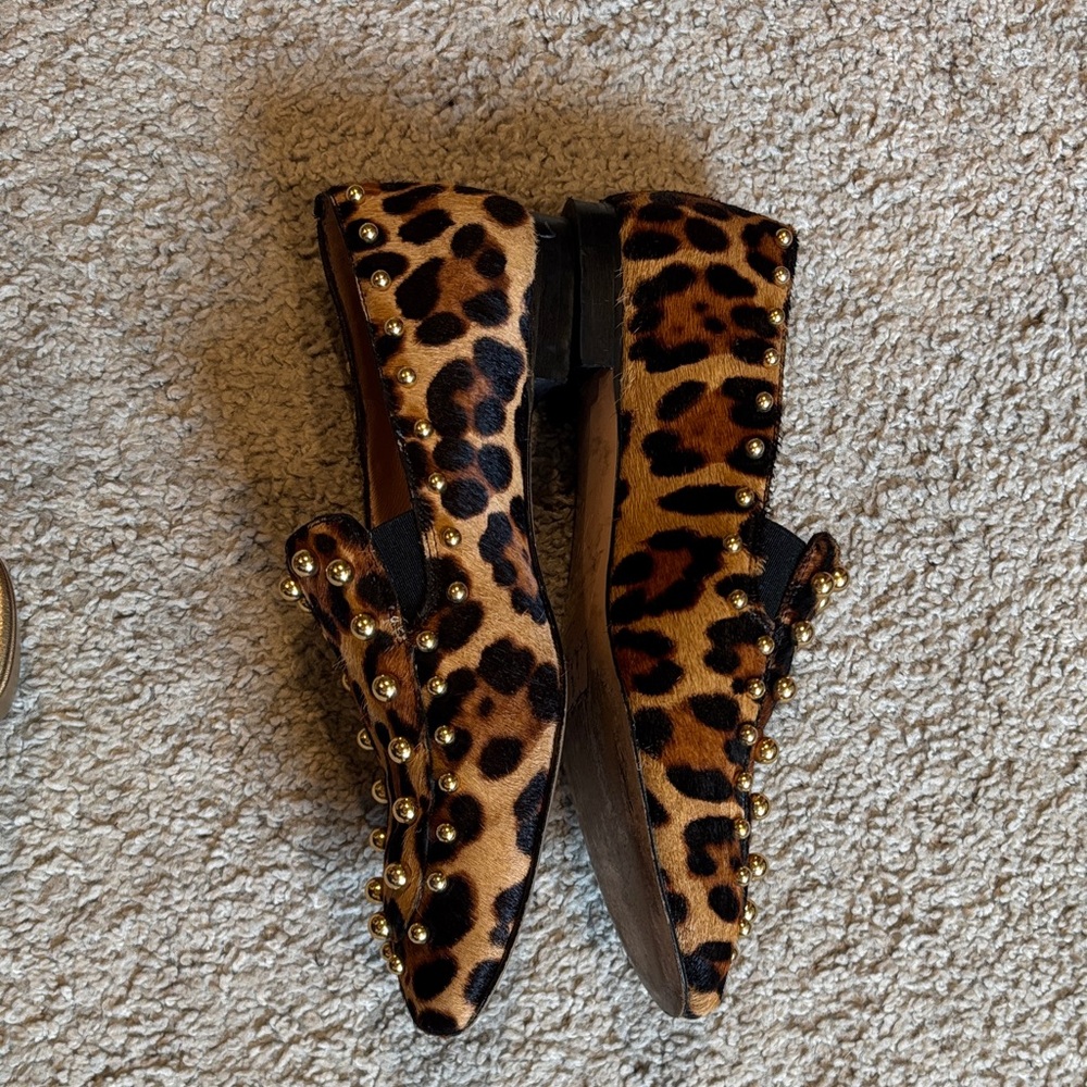 J. Crew Leopard Print Loafers with Gold Studs - Picture 3 of 10